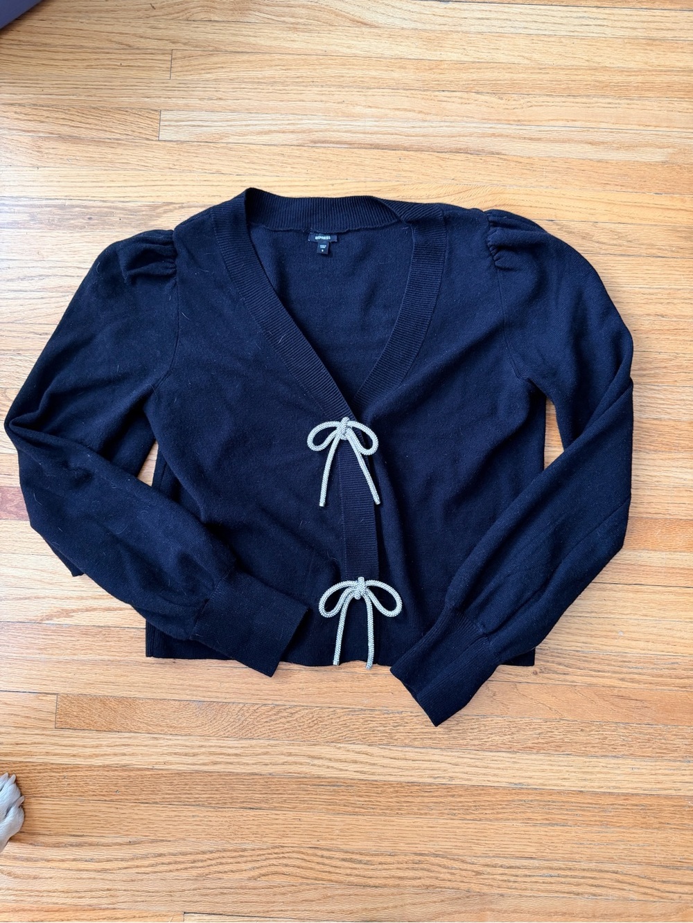 Express Black Sweater Cardigan with Contrast Ties